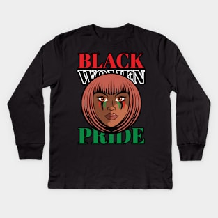 Black Women Pride Kids Long Sleeve T-Shirt